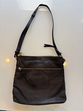 Margot Black Leather Shoulder Bag with Gold Zippers